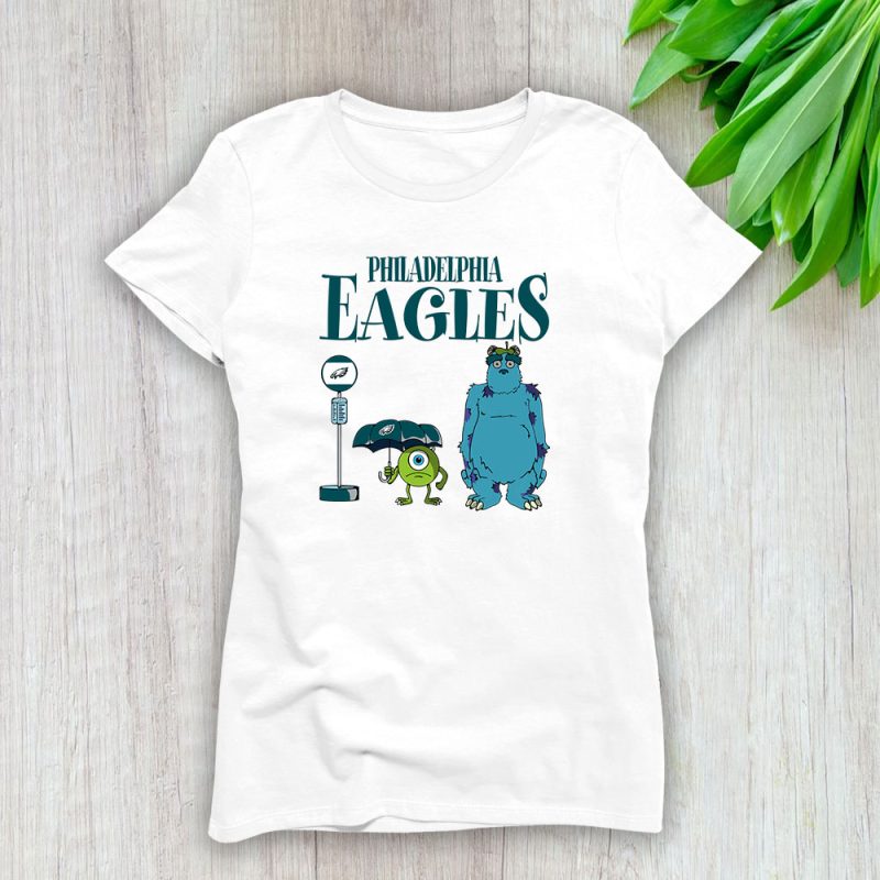 Monster X Mike X Sully X Philadelphia Eagles Team NFL American Football Lady T-Shirt Women Tee LTL9023