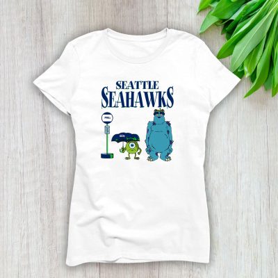 Monster X Mike X Sully X Seattle Seahawks Team NFL American Football Lady T-Shirt Women Tee LTL9025
