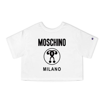 Moschino Double Question Mark Logo Champion Lady Crop-Top T-Shirt CTB2879