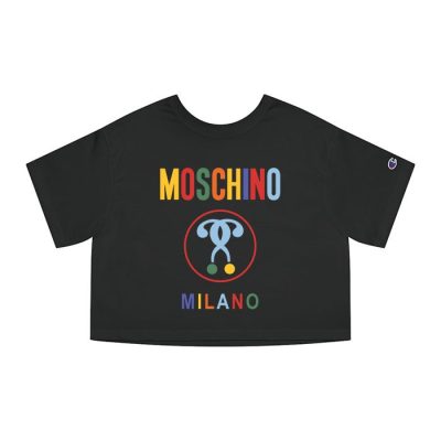 Moschino Double Question Mark Logo Champion Lady Crop-Top T-Shirt CTB2893