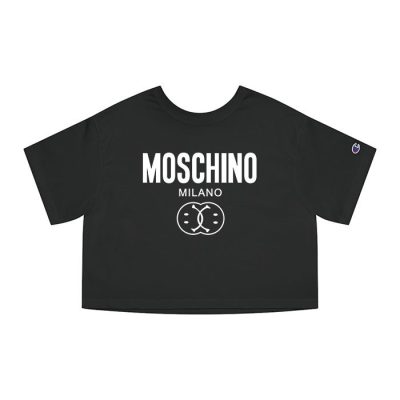 Moschino Double Smile Logo Champion Lady Crop-Top T-Shirt CTB2880