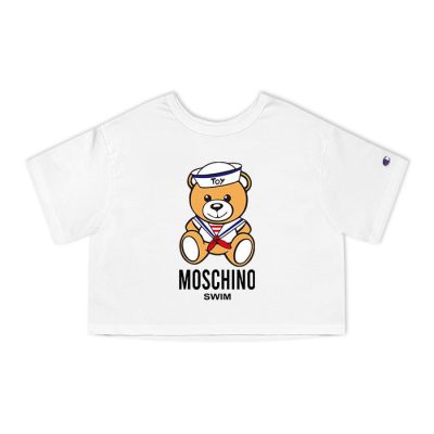 Moschino Swim Teddy Bear Champion Lady Crop-Top T-Shirt CTB2885