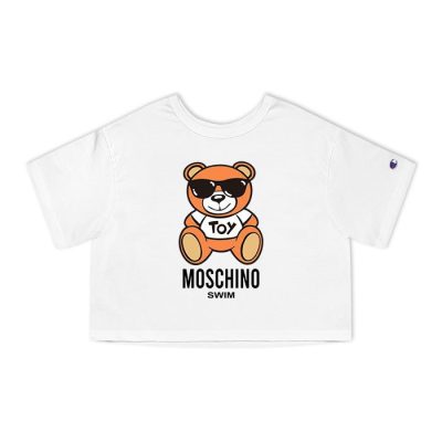 Moschino Swim Teddy Bear Champion Lady Crop-Top T-Shirt CTB2886