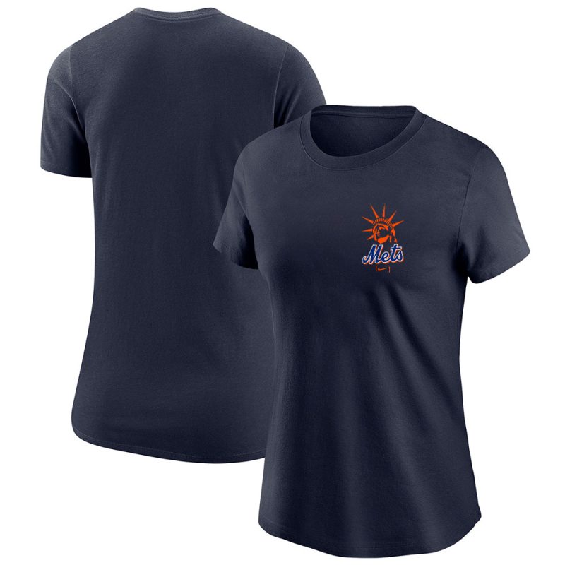 New York Mets Team MLB Baseball X City Connect X Statue Of Liberty Lady T-Shirt Women Tee LTL9185