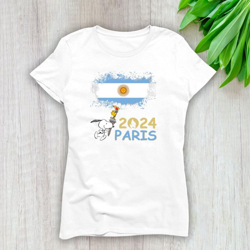 Paris 2024 Olympic X Scoopy Team Argentina Fan X Summer Game Lady T-Shirt Women Tee LTL12804