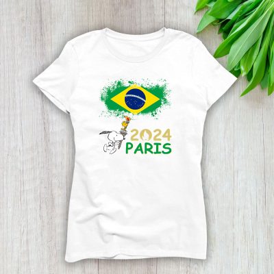 Paris 2024 Olympic X Scoopy Team Brazil Fan X Summer Game Lady T-Shirt Women Tee LTL12820