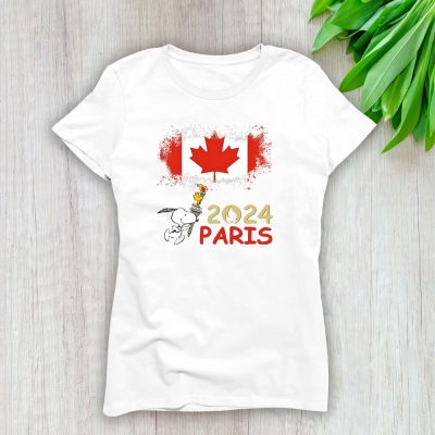 Paris 2024 Olympic X Scoopy Team Canada Fan X Summer Game Lady T-Shirt Women Tee LTL12829