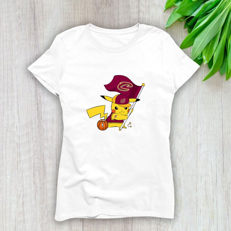 Pikachu X Flag Team X Cleveland Cavaliers Team X NBA X Basketball Lady T-Shirt Women Tee LTL10907