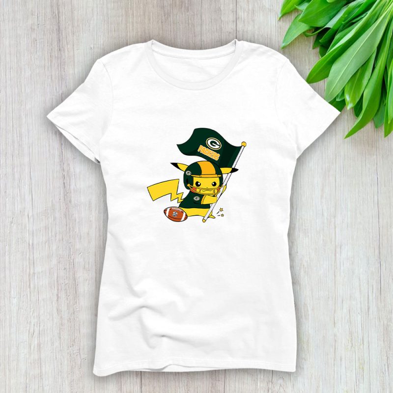 Pikachu X Flag Team X Green Bay Packers Team X NFL X American Football Lady T-Shirt Women Tee LTL10916