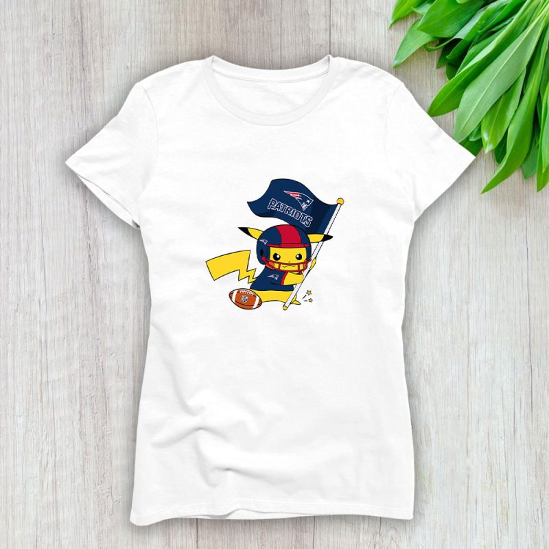 Pikachu X Flag Team X New England Patriots Team X NFL X American Football Lady T-Shirt Women Tee LTL10917