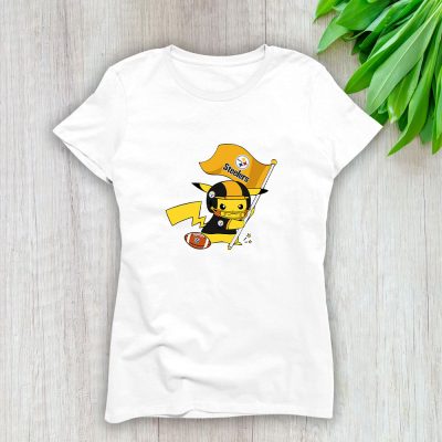 Pikachu X Flag Team X Pittsburgh Steelers Team X NFL X American Football Lady T-Shirt Women Tee LTL10918