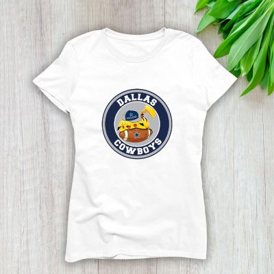 Pikachu X Sleeping X Dallas Cowboys Team X NFL X American Football Lady T-Shirt Women Tee LTL10845