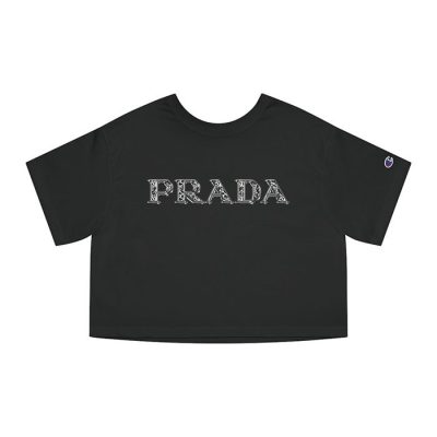 Prada Diamond Logo Luxury Champion Lady Crop-Top T-Shirt CTB2553