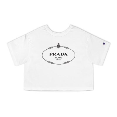 Prada Logo Luxury Champion Lady Crop-Top T-Shirt CTB2539