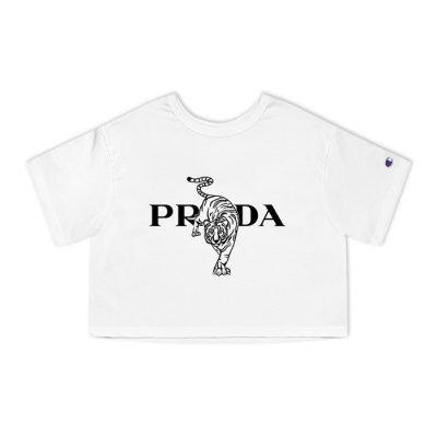 Prada Logo Luxury Champion Lady Crop-Top T-Shirt CTB2542