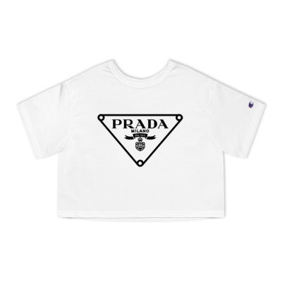 Prada Logo Luxury Champion Lady Crop-Top T-Shirt CTB2543