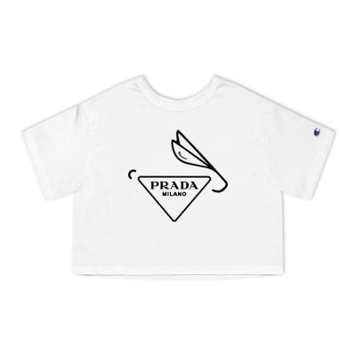 Prada Logo Luxury Champion Lady Crop-Top T-Shirt CTB2545