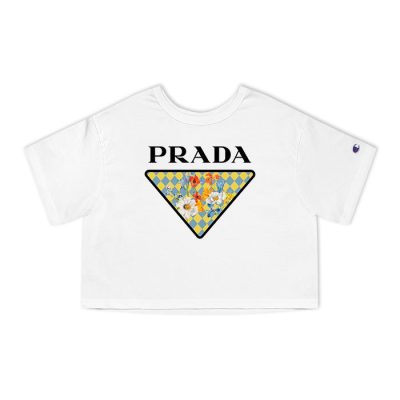 Prada Logo Luxury Flower Champion Lady Crop-Top T-Shirt CTB2544