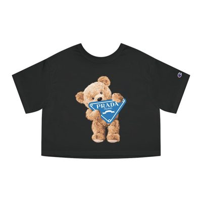 Prada Logo Luxury Teddy Bear Champion Lady Crop-Top T-Shirt CTB2583