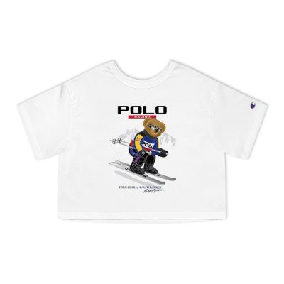 Ralph Lauren Polo Racing Bear Teddy Champion Lady Crop-Top T-Shirt CTB2762