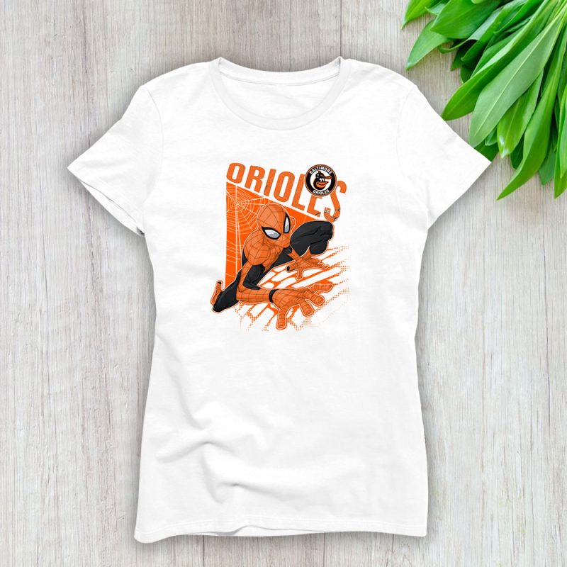 Spiderman MLB Baltimore Orioles Lady T-Shirt Women Tee LTL9837