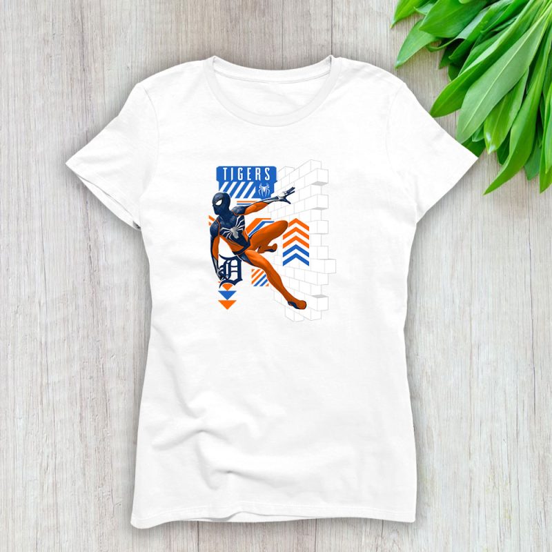 Spiderman MLB Detroit Tigers Lady T-Shirt Women Tee LTL11609