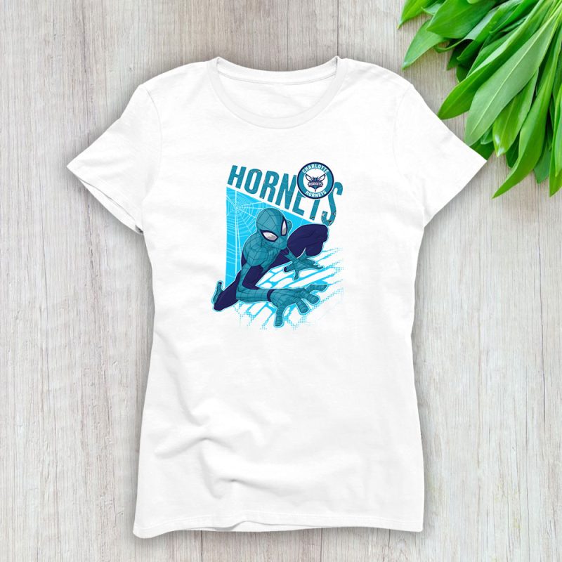 Spiderman NBA Charlotte Hornets Lady T-Shirt Women Tee LTL9862