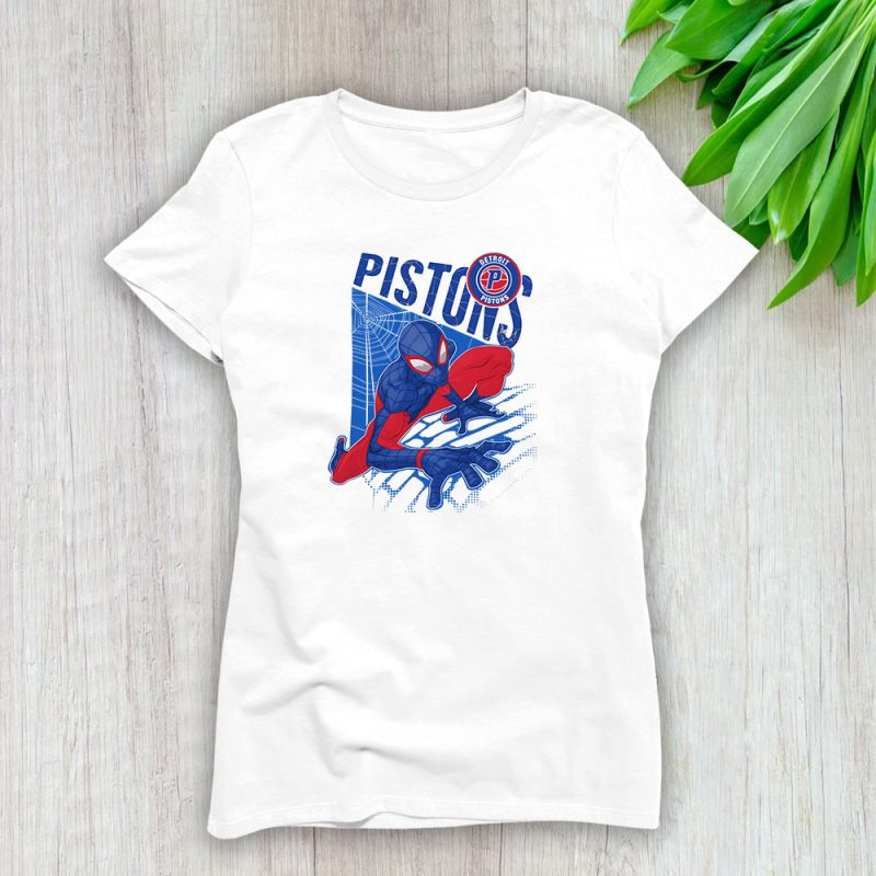 Spiderman NBA Detroit Pistons Lady T-Shirt Women Tee LTL9887