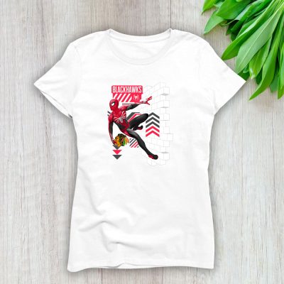 Spiderman NHL Chicago Blackhawks Lady T-Shirt Women Tee LTL11588