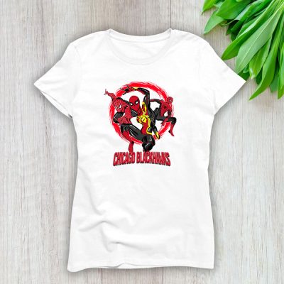 Spiderman NHL Chicago Blackhawks Lady T-Shirt Women Tee LTL9848