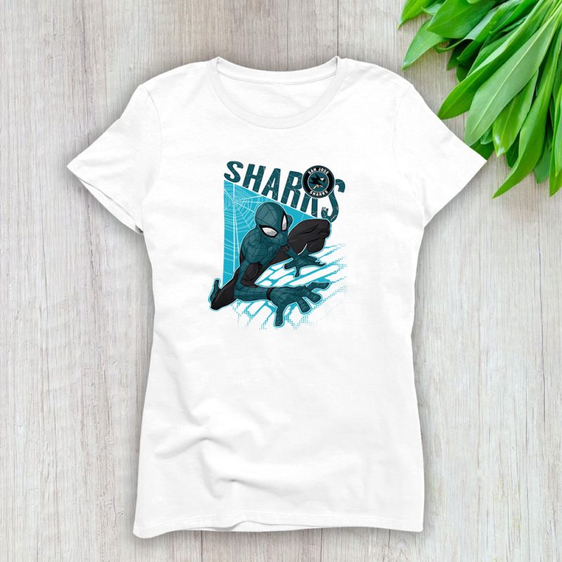 Spiderman NHL San Jose Sharks Lady T-Shirt Women Tee LTL10028