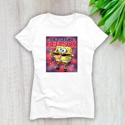 Spongebob Squarepants X Boston Red Sox Team X MLB X Baseball Fans Lady T-Shirt Women Tee LTL9438