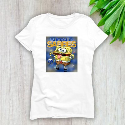 Spongebob Squarepants X Buffalo Sabres Team X NHL X Hockey Fan Lady T-Shirt Women Tee LTL9530