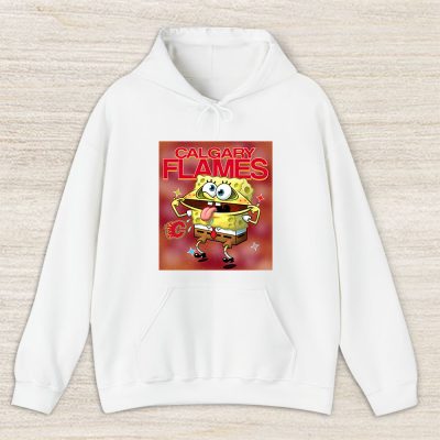 Spongebob Squarepants X Calgary Flames Team X NHL X Hockey Fan Unisex Hoodie TAH9534