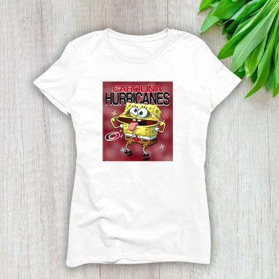 Spongebob Squarepants X Carolina Hurricanes Team X NHL X Hockey Fan Lady T-Shirt Women Tee LTL9531