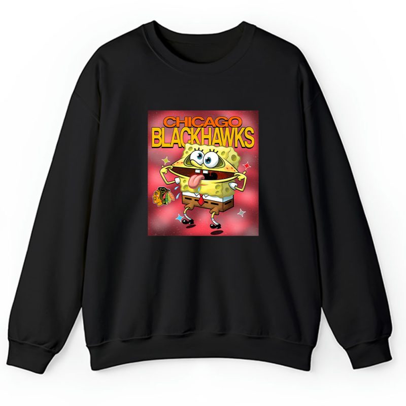 Spongebob Squarepants X Chicago Blackhawks Team X NHL X Hockey Fan Unisex Sweatshirt TAS9532