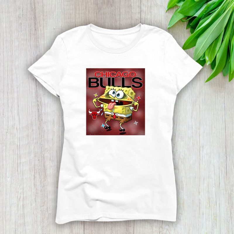 Spongebob Squarepants X Chicago Bulls Team NBA Basketball Lady T-Shirt Women Tee LTL9468