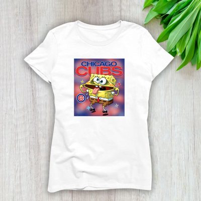 Spongebob Squarepants X Chicago Cubs Team X MLB X Baseball Fans Lady T-Shirt Women Tee LTL9439