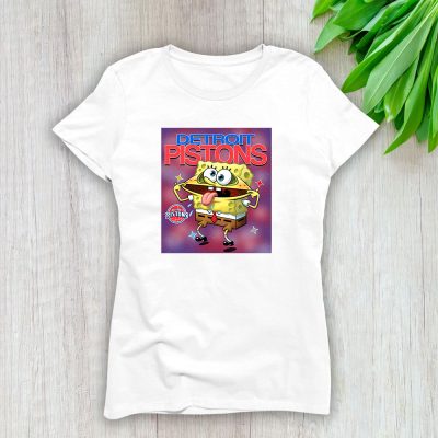 Spongebob Squarepants X Detroit Pistons Team NBA Basketball Lady T-Shirt Women Tee LTL9473