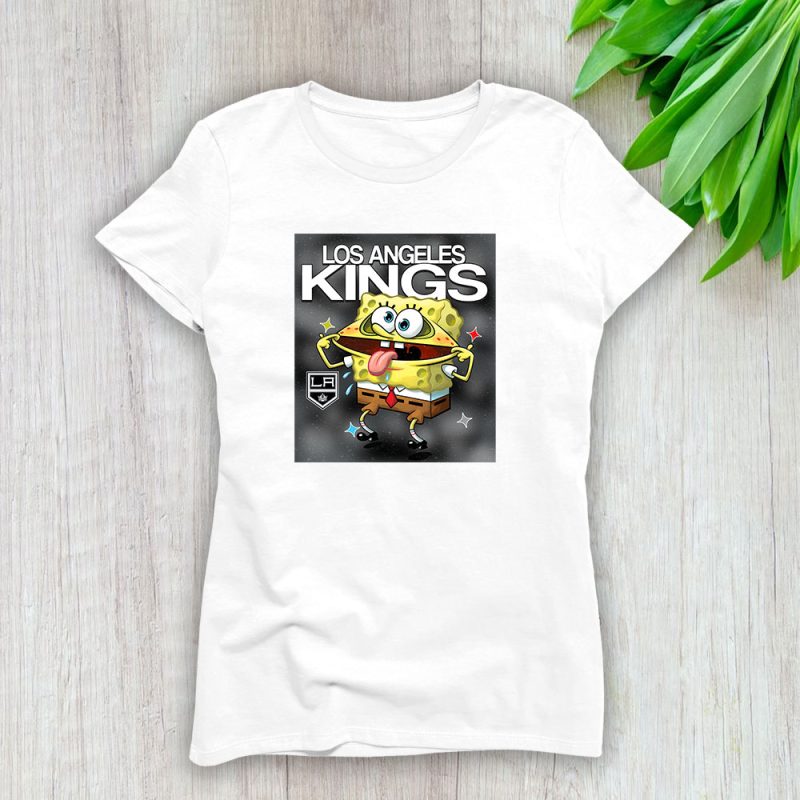 Spongebob Squarepants X Los Angeles Kings Team X NHL X Hockey Fan Lady T-Shirt Women Tee LTL9540