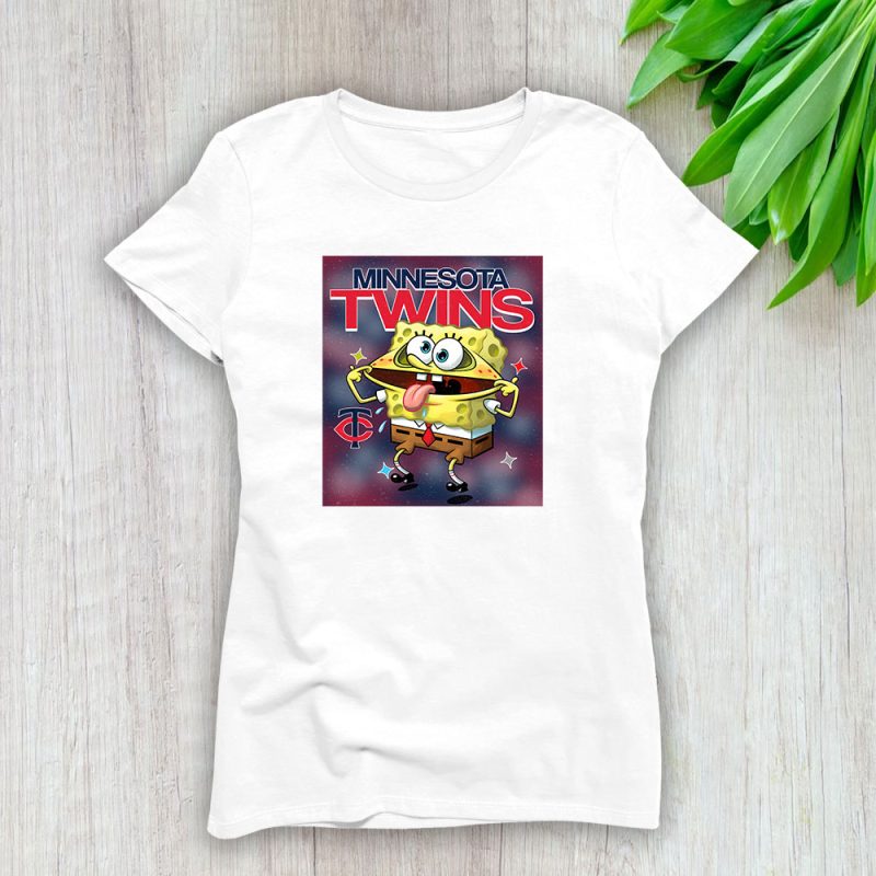 Spongebob Squarepants X Minnesota Twins Team X MLB X Baseball Fans Lady T-Shirt Women Tee LTL9451