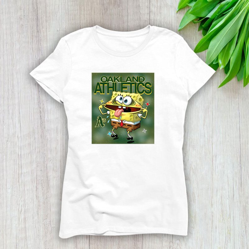 Spongebob Squarepants X Oakland Athletics Team X MLB X Baseball Fans Lady T-Shirt Women Tee LTL9454