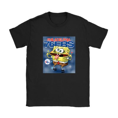 Spongebob Squarepants X Philadelphia 76ers Team NBA Basketball Unisex T-Shirt Cotton Tee TAT9487