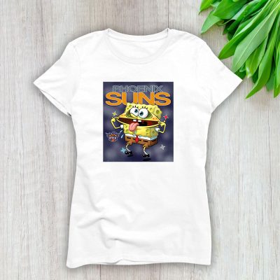 Spongebob Squarepants X Phoenix Suns Team NBA Basketball Lady T-Shirt Women Tee LTL9488