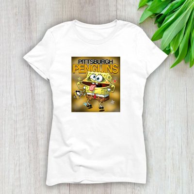 Spongebob Squarepants X Pittsburgh Penguins Team X NHL X Hockey Fan Lady T-Shirt Women Tee LTL9550