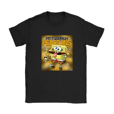 Spongebob Squarepants X Pittsburgh Penguins Team X NHL X Hockey Fan Unisex T-Shirt Cotton Tee TAT9550