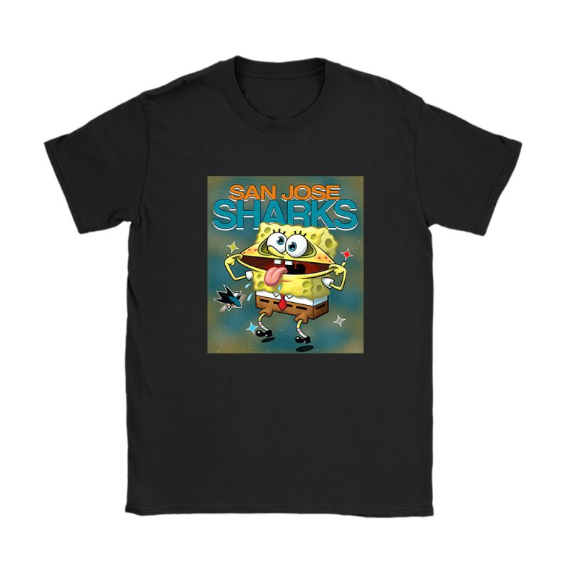 Spongebob Squarepants X San Jose Sharks Team X NHL X Hockey Fan Unisex T-Shirt Cotton Tee TAT9552