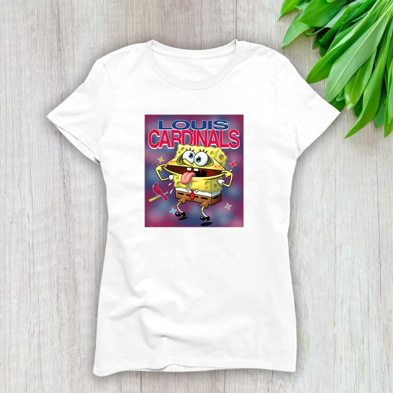 Spongebob Squarepants X St. Louis Cardinals Team X MLB X Baseball Fans Lady T-Shirt Women Tee LTL9460