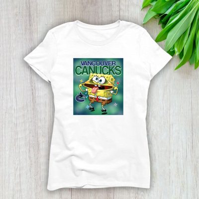 Spongebob Squarepants X Vancouver Canucks Team X NHL X Hockey Fan Lady T-Shirt Women Tee LTL9556