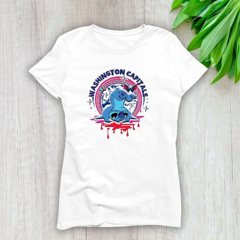 Stitch X Washington Capitals Team X NHL X Hockey Fan Lady T-Shirt Women Tee LTL9681